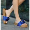 Blue Tedy Bear Slippers for Women AL-69
