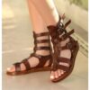 Brown Flat Gladiator Sandals for Women AL-40