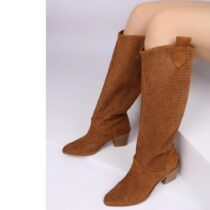 Brown Low Heel Cowgirl Boots for Women RA-8013