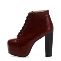 Burgundy Crocodile Platform High Heel Boots for Women