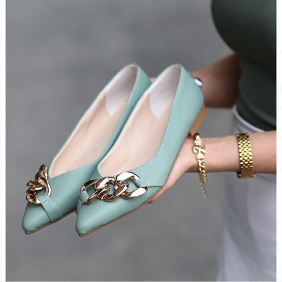 Green Ballet Flats with Chain AL-47