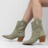 Green Low Heel Cowboy Boots for Women RA-8012