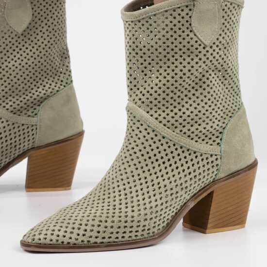 Green Low Heel Cowboy Boots for Women RA-8012