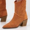 Orange Low Heel Cowboy Boots for Women RA-8012