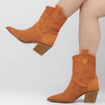 Orange Low Heel Cowboy Boots for Women RA-8012