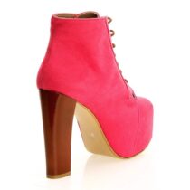 Pink Suede Platform High Heel Boots for Women MA-010