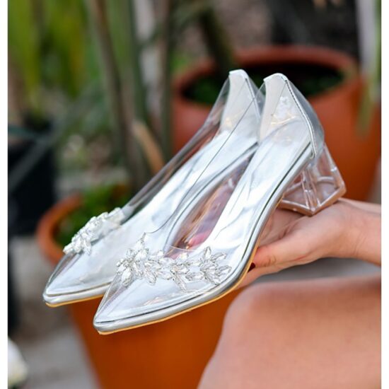 Silver Clear Heel Sandals for Women AL-60
