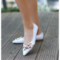 White Ballet Flats with Chain AL-47
