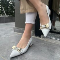 White Buckle Shoes for Women AL-48