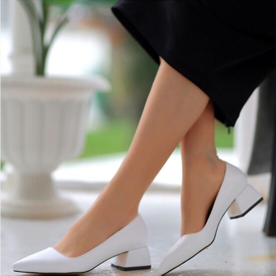 White Kitten Heel Shoes for Women AL-50