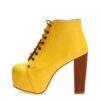 Yellow Platform High Heel Boots for Women