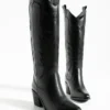 Black Embroidery Cowboy Boots for Women TU-018