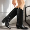 Black Embroidery Cowboy Boots for Women TU-018