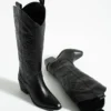 Black Embroidery Cowboy Boots for Women TU-018