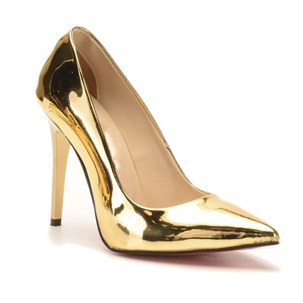 Gold Stiletto High Heel Shoes for Women MA-021