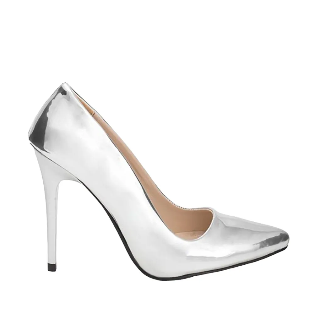 Silver Stiletto High Heel Shoes for Women MA-021