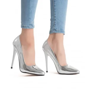 Silver Stiletto High Heel Shoes for Women MA-021