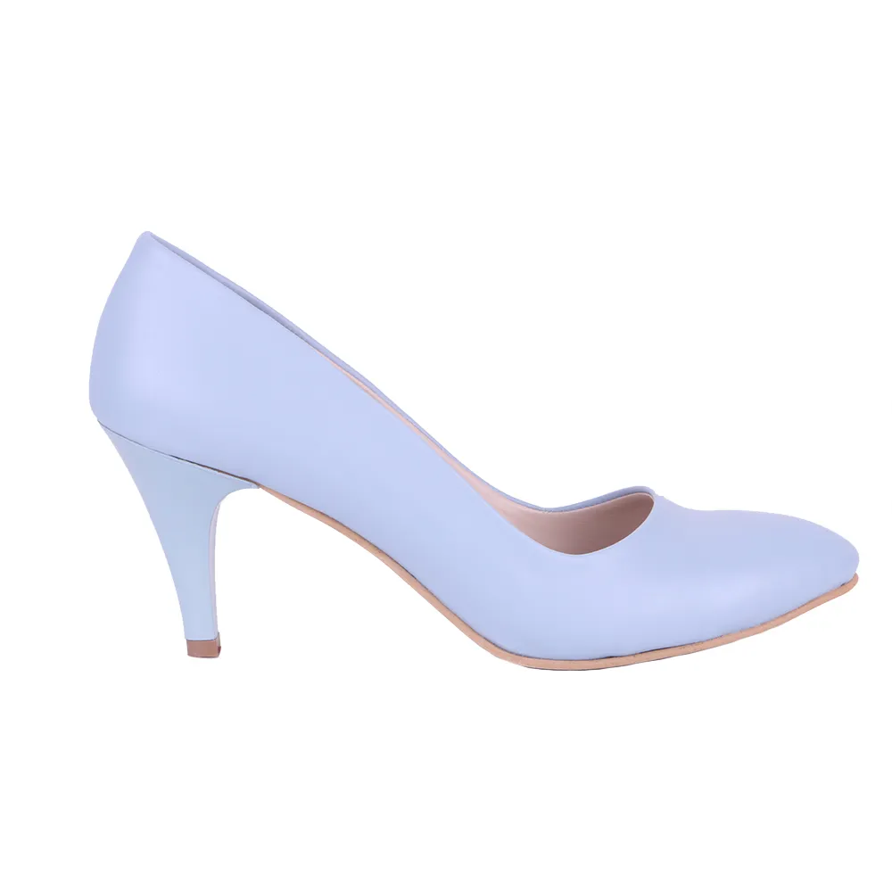 Baby Blue Low Heel Pumps for Women MA-017