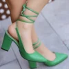 Green Criss Cross Straps Sandals for Women