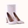 White Thick Heel Shoes and Bag Set for Women MA-023