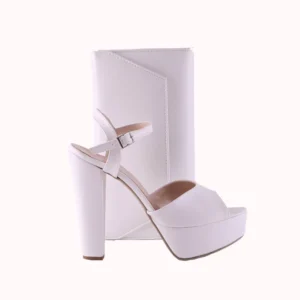 White Platform Shoes and Bag Set for Women MA-027
