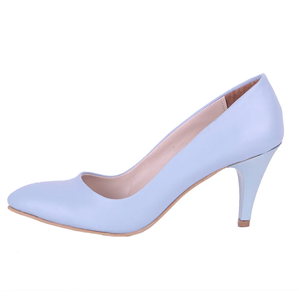 Baby Blue Low Heel Pumps for Women MA-017
