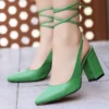 Green Criss Cross Straps Sandals for Women