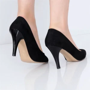 Black Suede Low Heel Pumps for Women MA-017