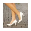 White Low Heel Pumps for Women MA-017