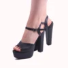 Black Platform Shoes and Bag Set for Women MA-027
