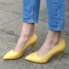 Yellow Low Heel Pumps for Women MA-017
