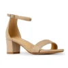 Beige Suede Short Heel Sandals for Women RA-155