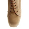Beige Suede Platform Lace up Ankle Boots