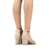 Beige Suede Short Heel Sandals for Women RA-155