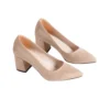 Beige Suede Low Heel Shoes for Women MA-024