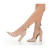 Beige Ankle Strap Heels for Women RA-040