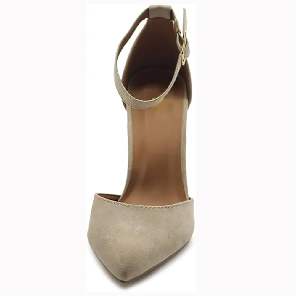 Beige Ankle Strap Party Pumps Women RA-062