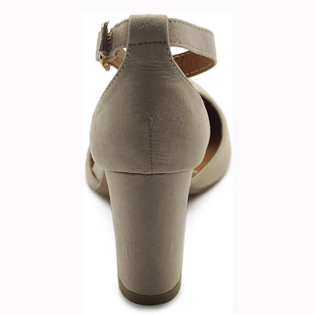 Beige Ankle Strap Party Pumps Women RA-062