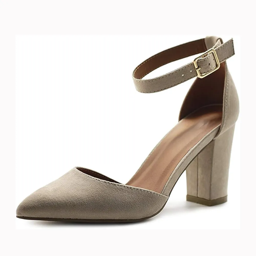 Beige Ankle Strap Party Pumps Women RA-062