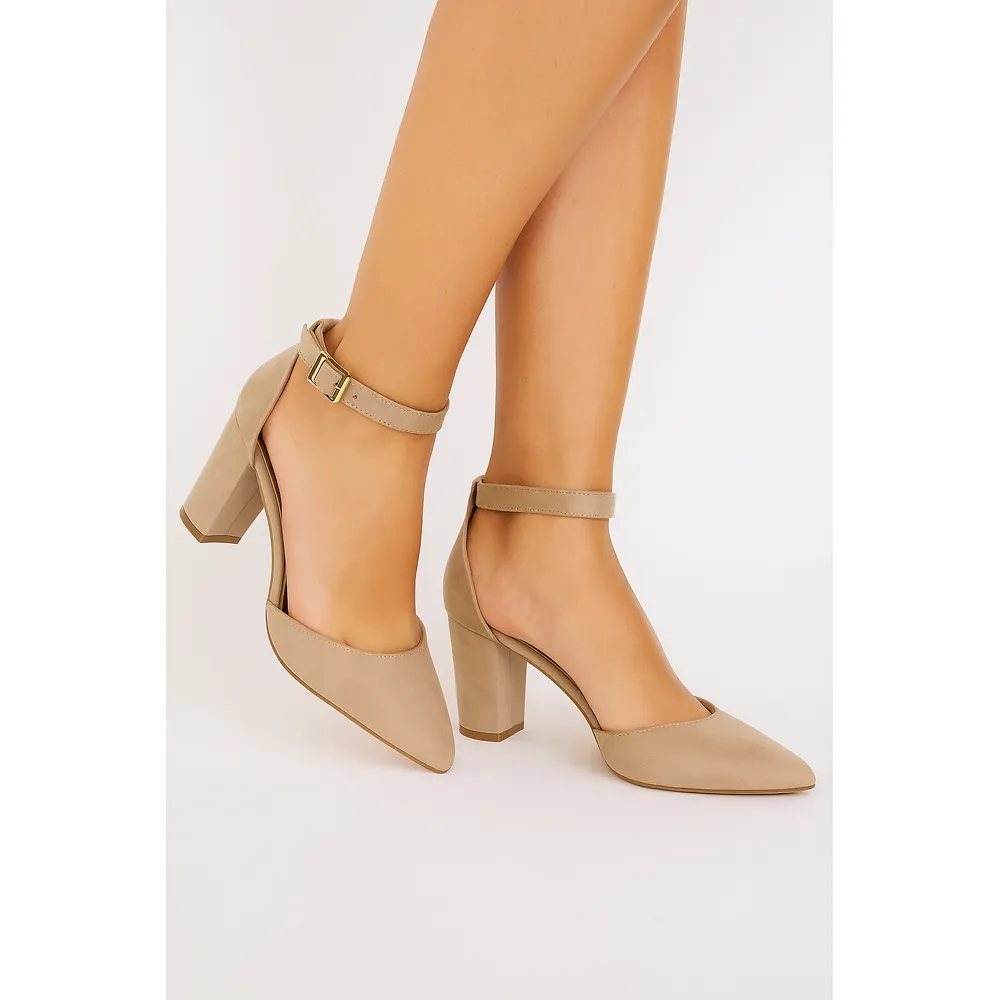 Beige Ankle Strap Party Pumps Women RA-062