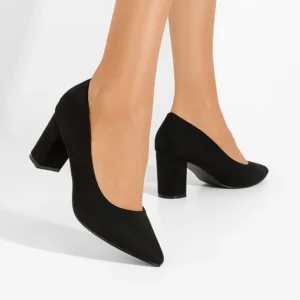 Black Suede Low Heel Shoes for Women MA-024