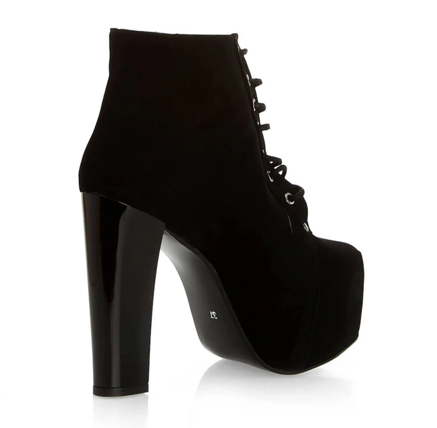 Black Suede Platform Lace up Ankle Boots