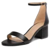 Black Short Heel Sandals for Women RA-155