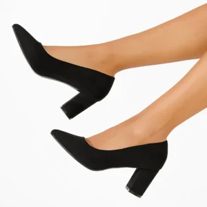 Black Suede Low Heel Shoes for Women MA-024
