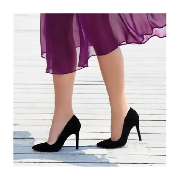 Black Suede Round Toe Stiletto Pumps MA-021