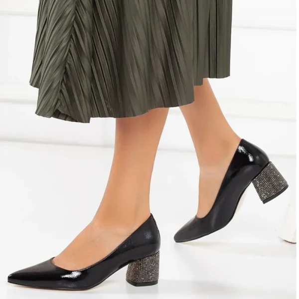 Black Evening Low Heel Dress Shoes Women MA-048