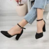 Black Glitter Ankle Strap Party Pumps Women RA-062