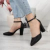 Black Glitter Ankle Strap Party Pumps Women RA-062