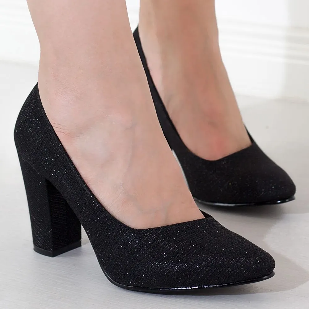 Black Low Heel Dress Shoes Women MA-024