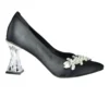 Black Low Heel Dress Shoes with Rhinestones